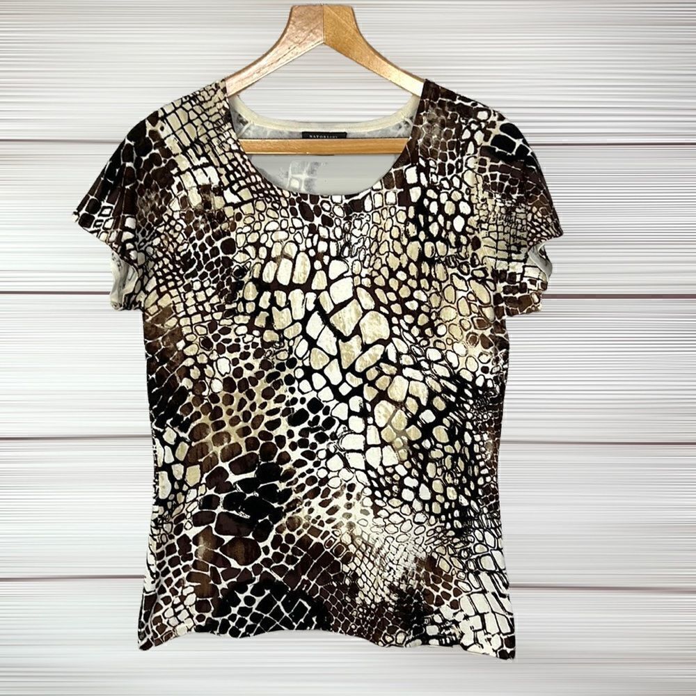 NATORI ous Silk Blend Animal Print Knit Top